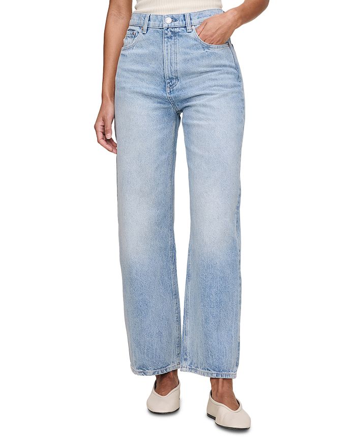 

Карминовые джинсы с высокой посадкой и расклешенными штанинами Karmine High Rise Refined Wide Leg в винтажном светло-голубом оттенке DL1961, синий