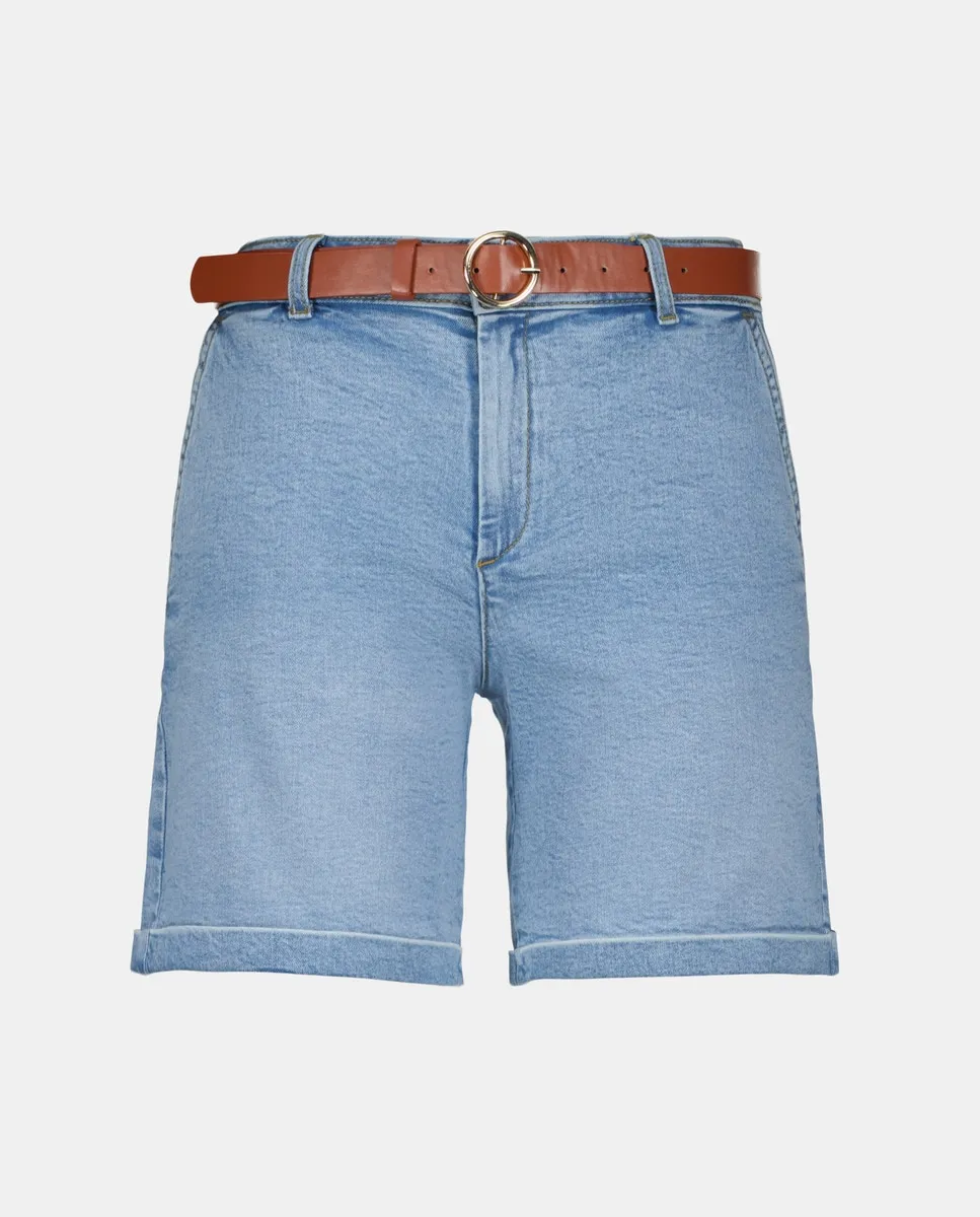 

Женские джинсовые шорты-бермуды с поясом Easy Wear, нежно-голубой