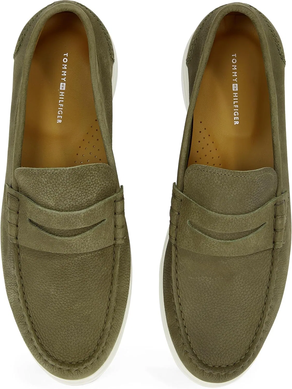 Tommy Hilfiger Herren Лоферы из нубука от Leder, Khaki Army Green — фото 4