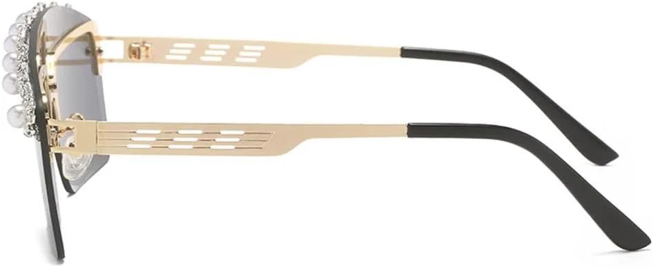 

Женские солнцезащитные очки без оправы с жемчужным блеском, цельные солнцезащитные очки UV400, винтажные градиентные очки для вечеринок, декоративные очки HDUBFY, C6