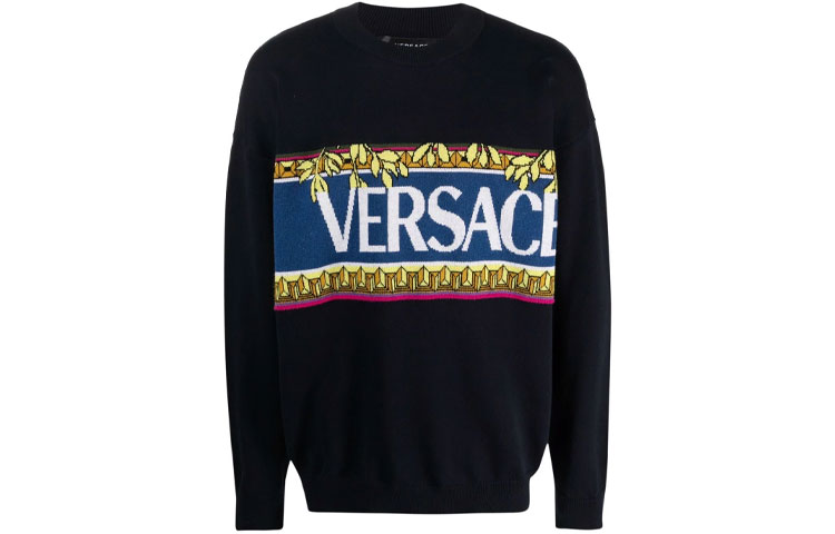 

Свитер с логотипом VERSACE, темно-синий