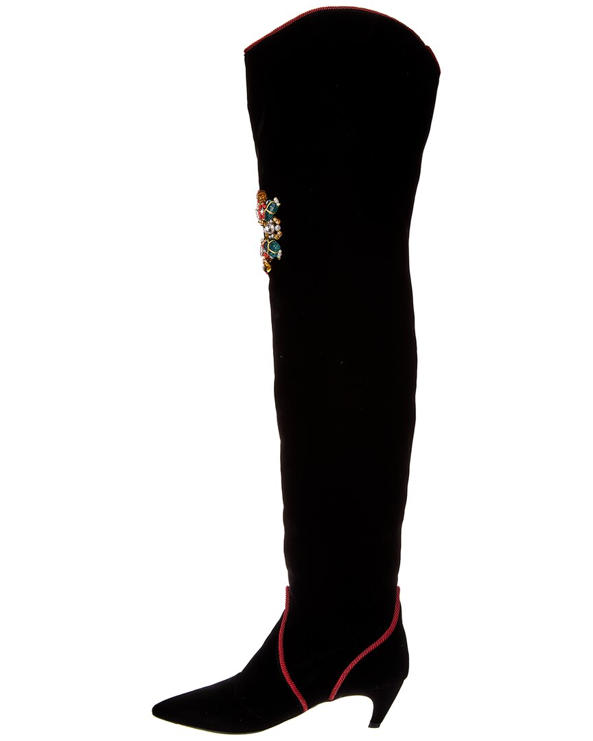 Roger Vivier Бархатные высокие сапоги, черный — фото 2