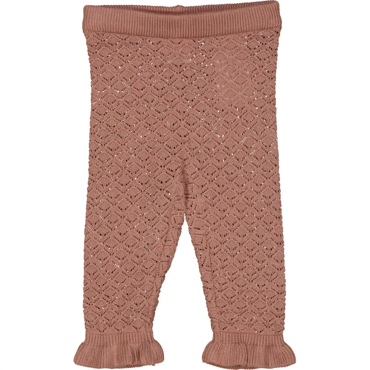 MÜSLI Girl's Knit Scallop Pants In Pink/ Brown