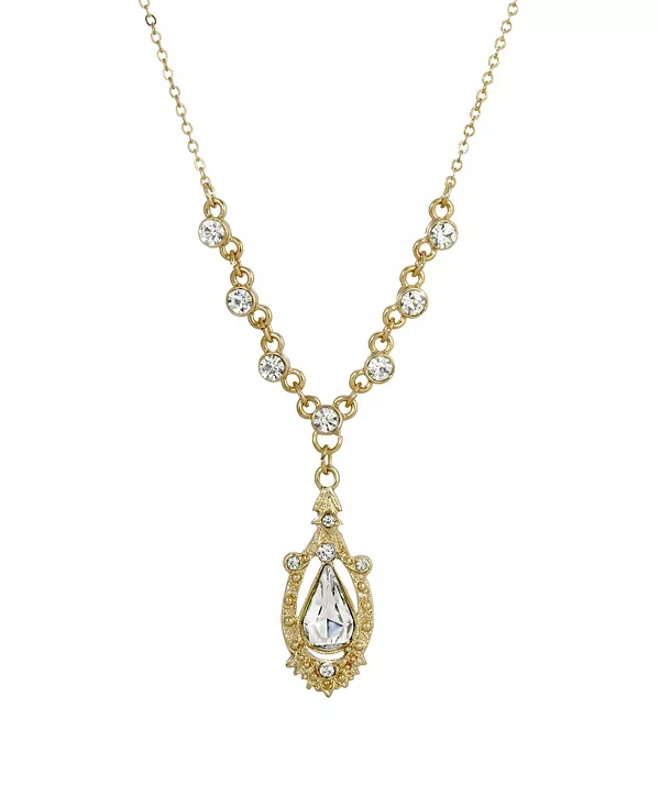

Женское ожерелье-капля с подвеской из кристаллов золотистого оттенка 2028, gold