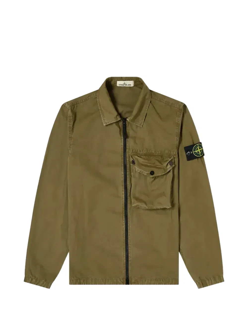 Рубашка с карманом на молнии Stone Island, зеленый