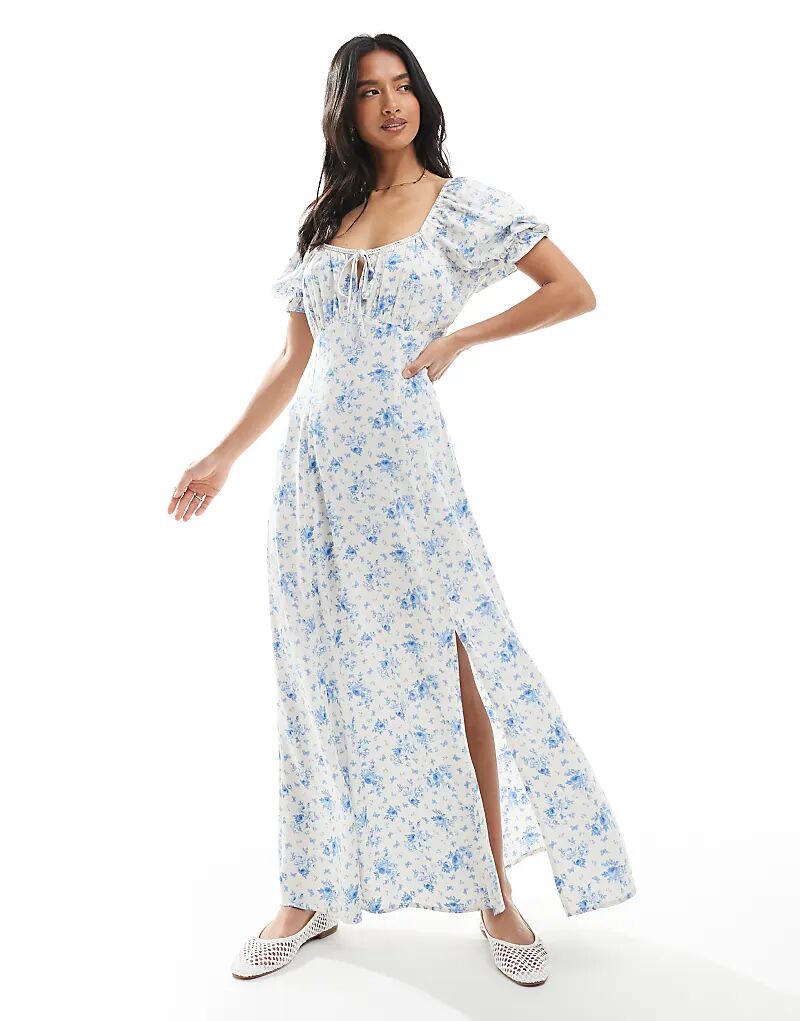 

Длинное дневное платье Miss Selfridge Spun с синим микроцветочным принтом