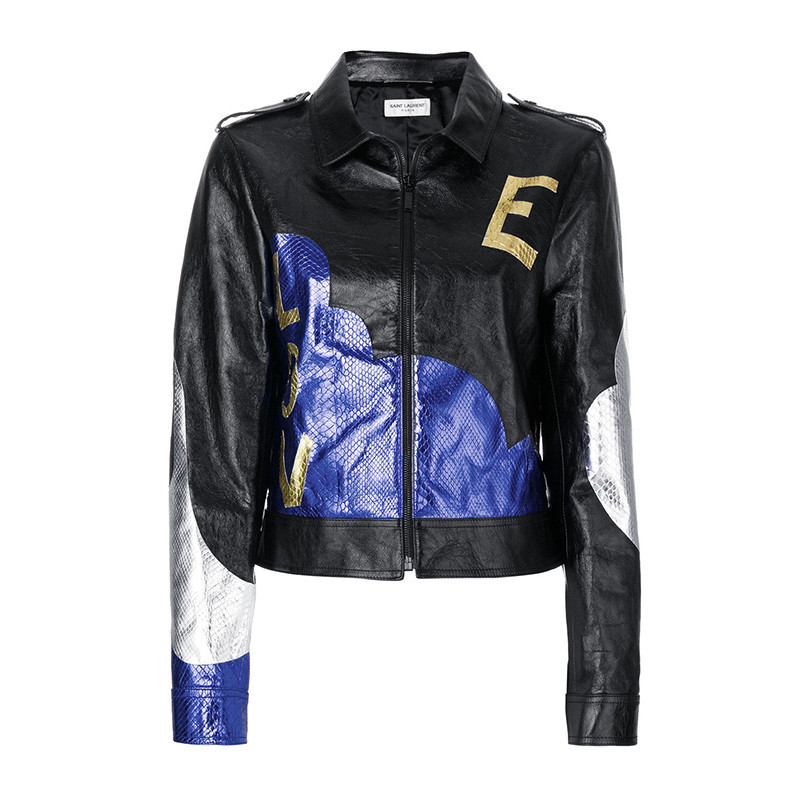 

Кожаная куртка женская синяя, черная и разноцветная SAINT LAURENT, Черный, Кожаная куртка женская синяя, черная и разноцветная SAINT LAURENT