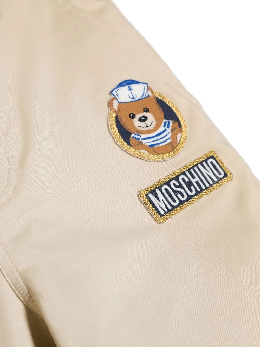 Прямые брюки чинос с нашивкой-логотипом Moschino Kids, нейтральный — фото 3