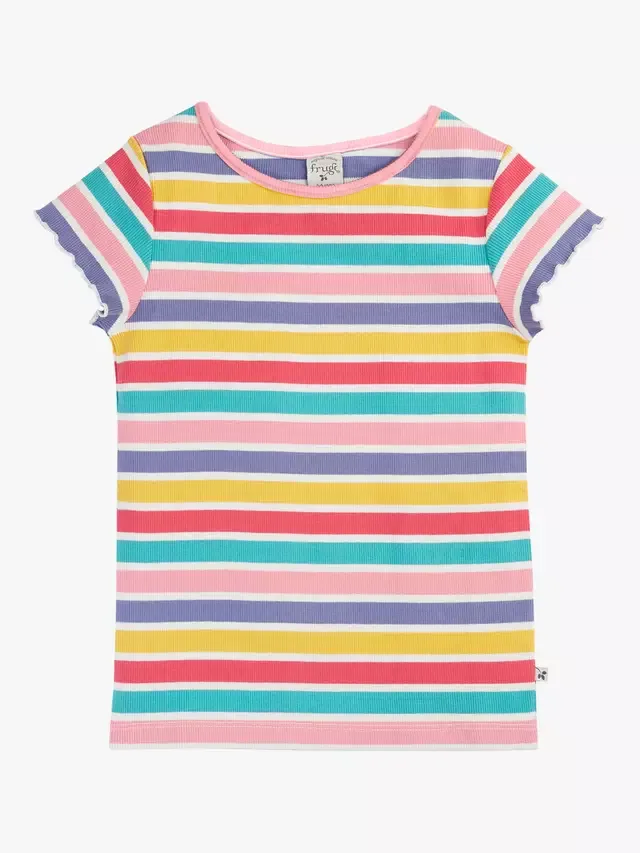 Детская футболка Rhian в рубчик, разноцветная в рубчик Frugi