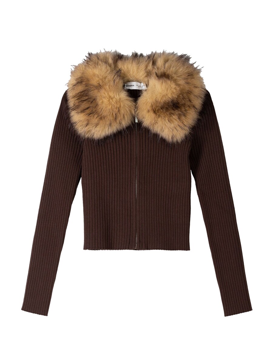 

Вязаный кардиган Bershka, цвет Brown/Light brown