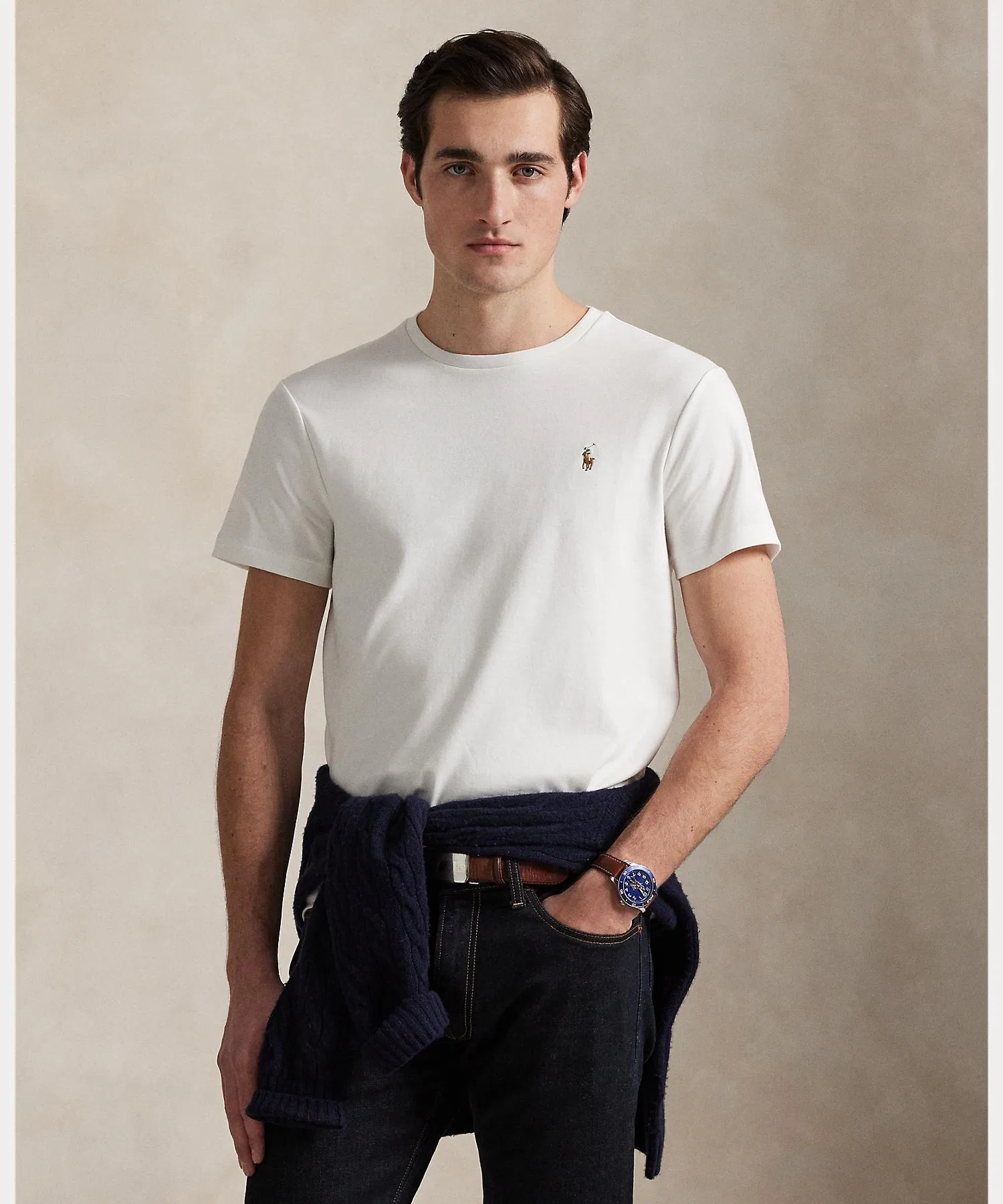 Мужская хлопковая футболка POLO RALPH LAUREN белая