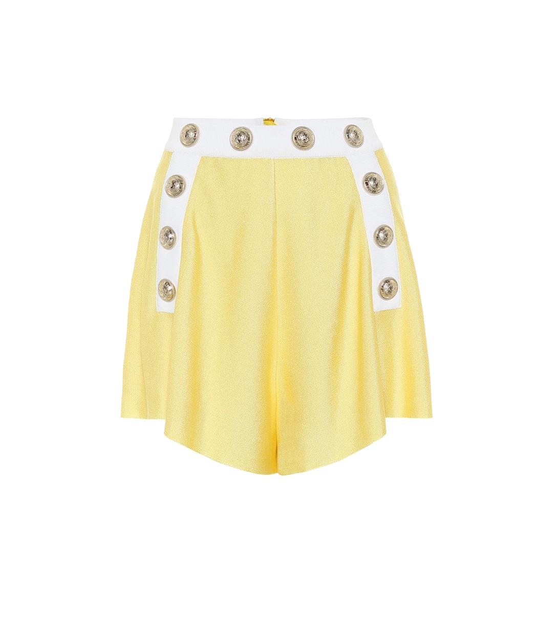 Трикотажные шорты с высокой талией Balmain, Jaune/Blanc