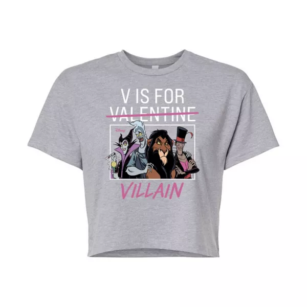 

Укороченная футболка Villain Juniors с надписью V для Villain Disney, серый