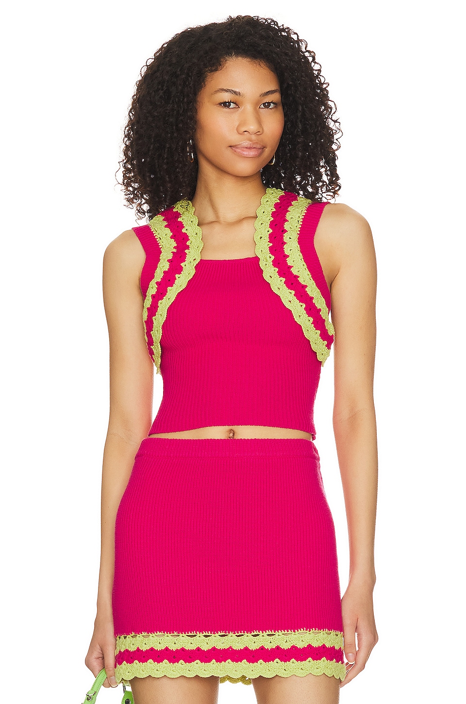 

Топ MAJORELLE Jeneli Crochet Crop, цвет Hot Pink & Lime