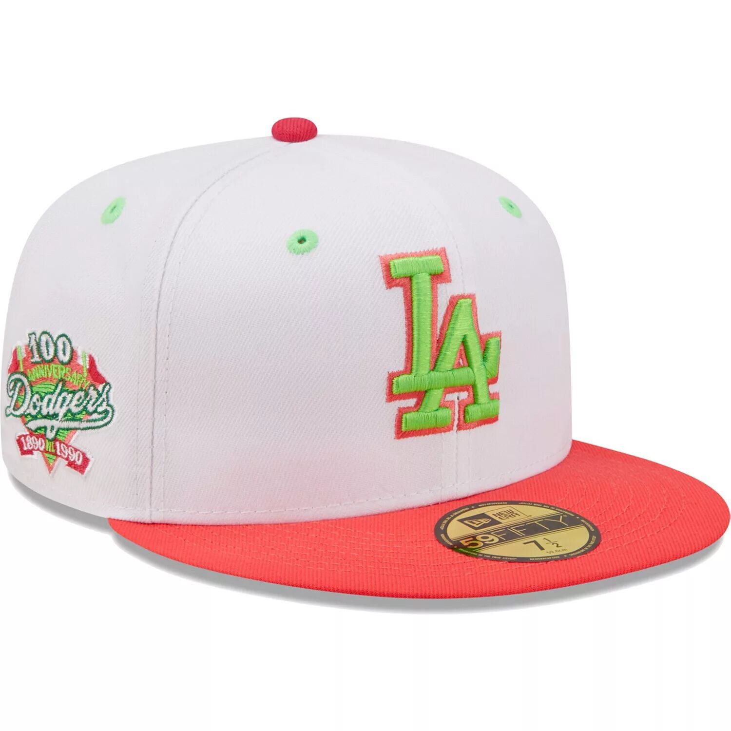 

Мужская облегающая шляпа New Era White/Coral Los Angeles Dodgers 100th Anniversary Strawberry Lolli 59FIFTY