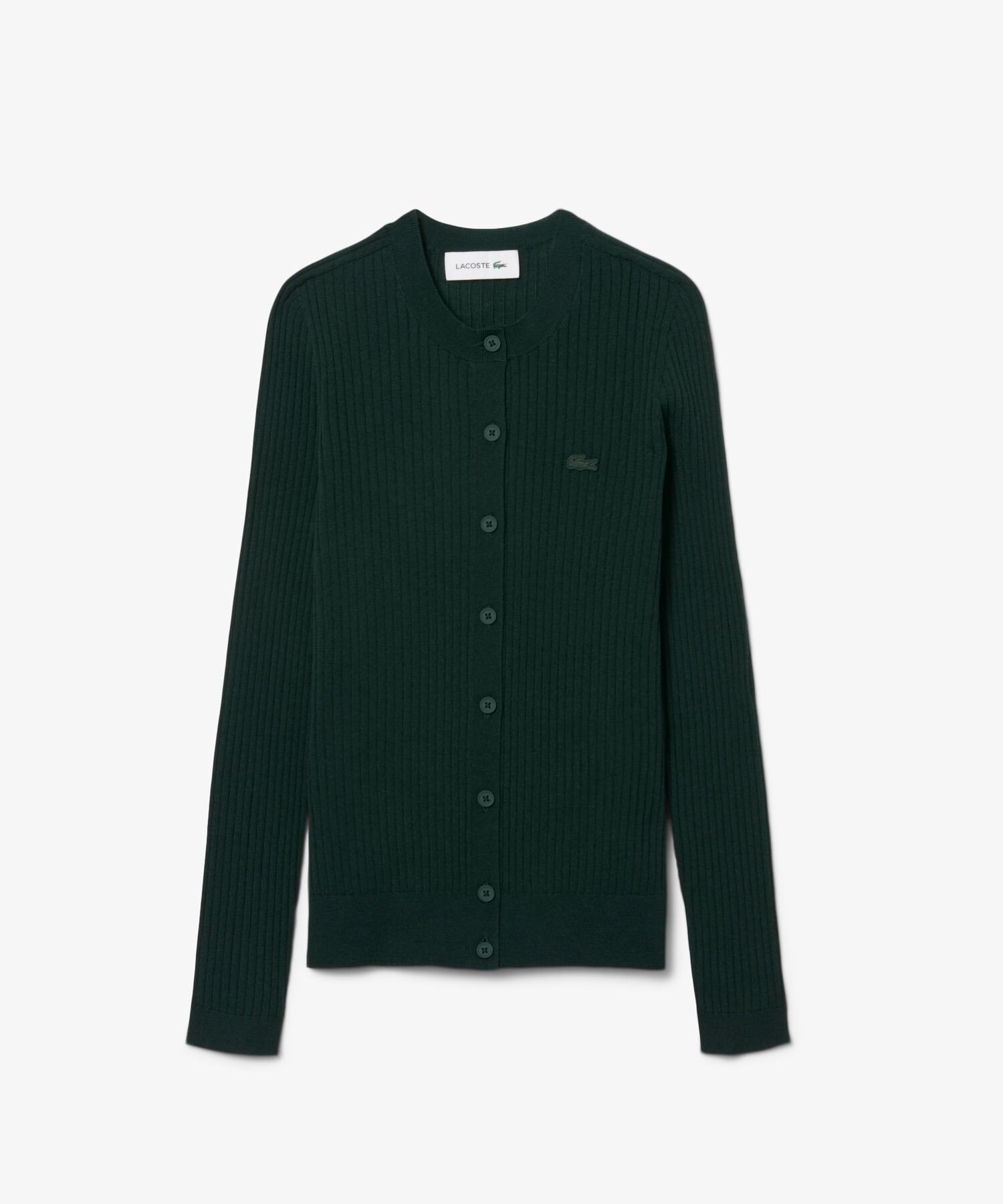 Кардиган LACOSTE 3D вязаный из мериносовой шерсти, Dark Green — фото 3
