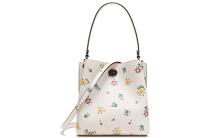 

Кожаная сумка-ведро, удобная сумка через плечо, наплечная сумка Trumpets для женщин мелово-белый COACH