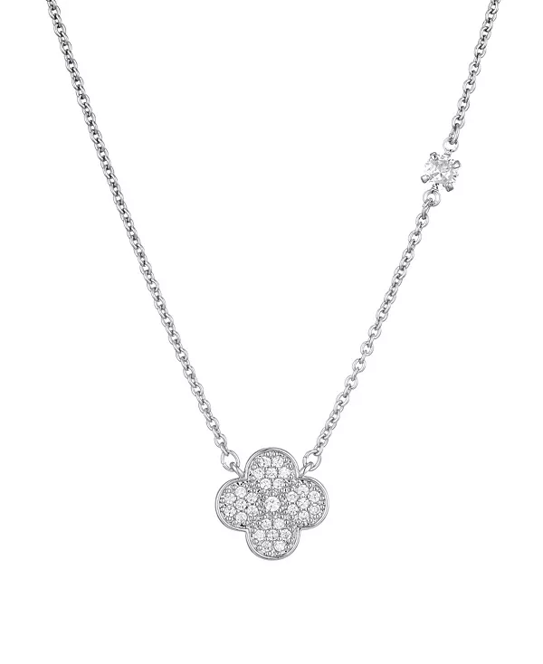 

Ожерелье с подвеской в виде клевера из кубического циркония Adornia, silver