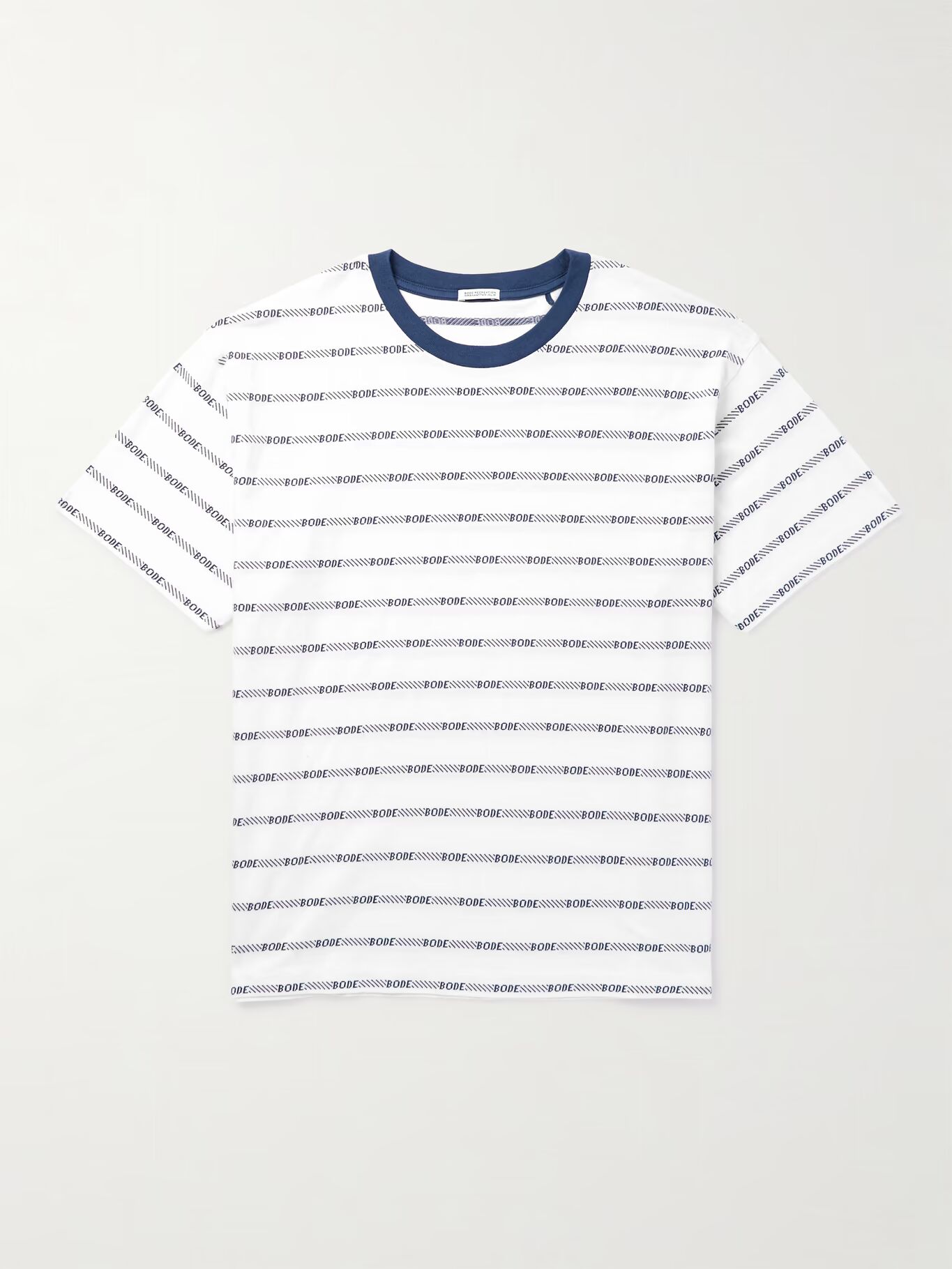 

Футболка из хлопкового джерси с логотипом и жаккардовым узором BODE, белый