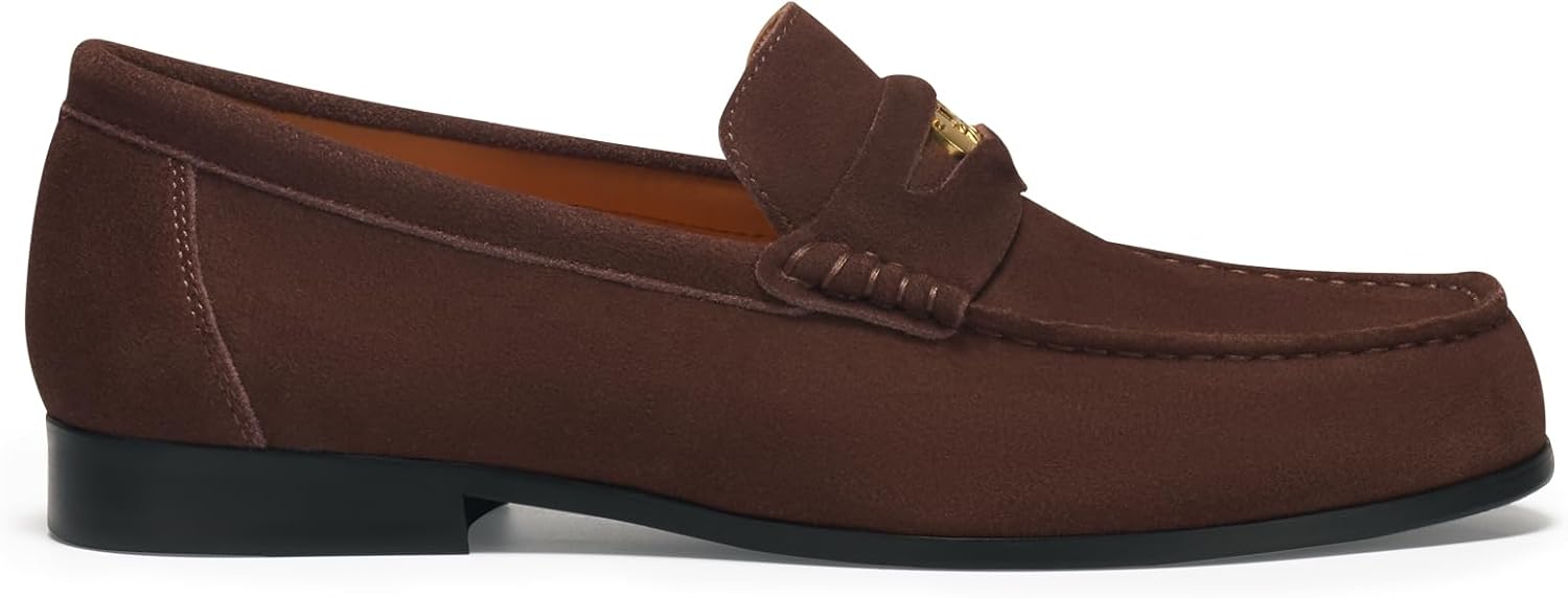 Мужские замшевые повседневные лоферы Journey West Ivy Style с мягкой подошвой, Newpennyloafers-coffee — фото 4