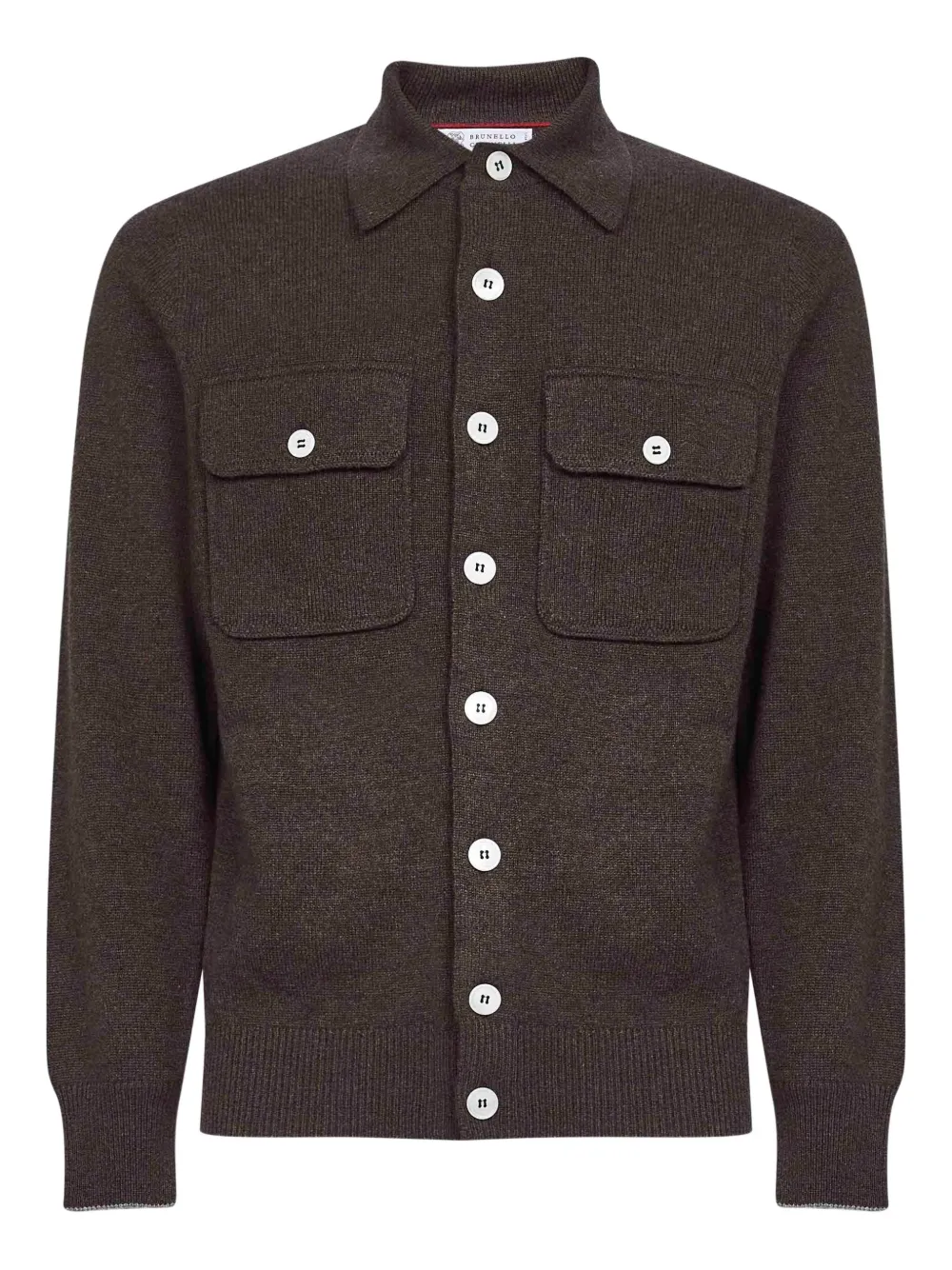 

Кардиган с воротником в рубчик Brunello Cucinelli, коричневый