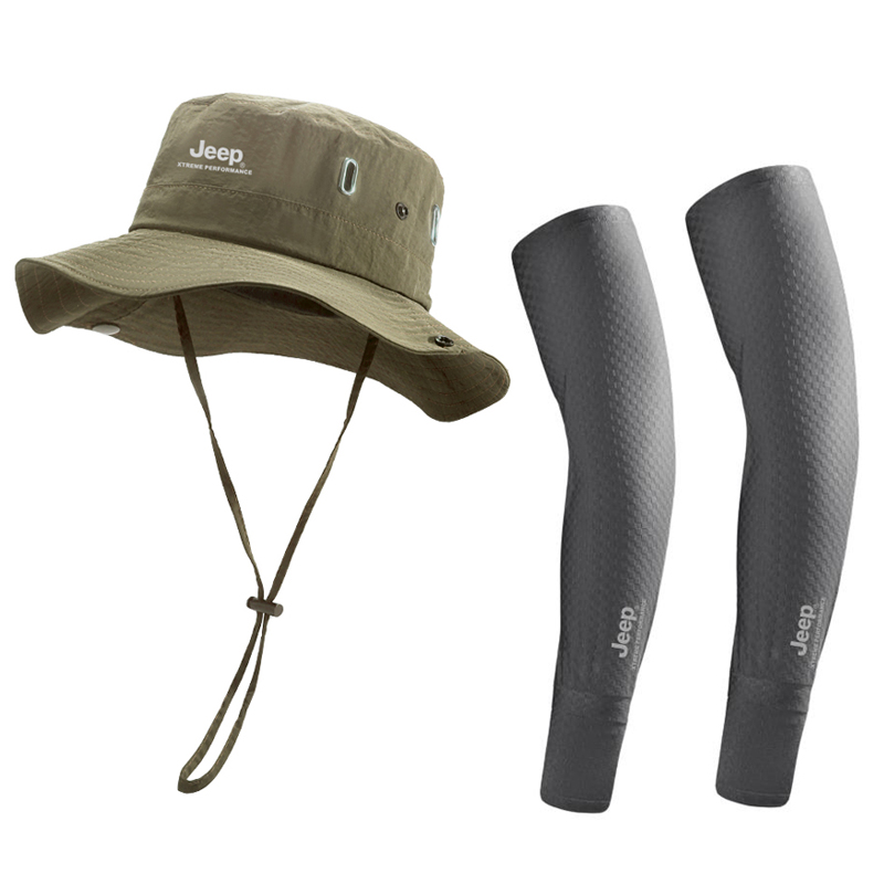 

Jeep Унисекс шапка от солнца из полиэстера, Khaki Two-Piece Set (Hats & Caps+Cooling Arm Sleeves)