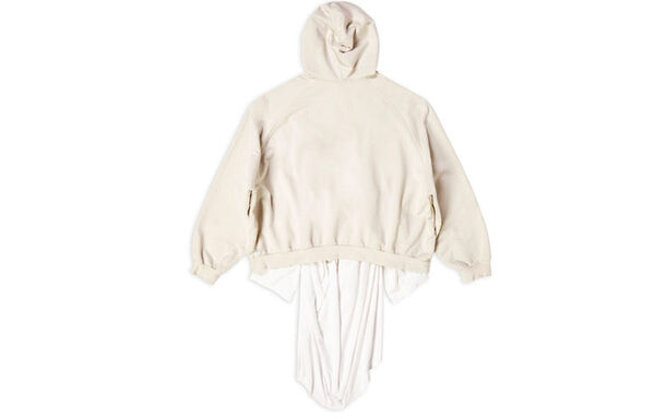 Толстовка xxxl patched t-shirt hoodie oversized 'ecru' Balenciaga, экрю — фото 2