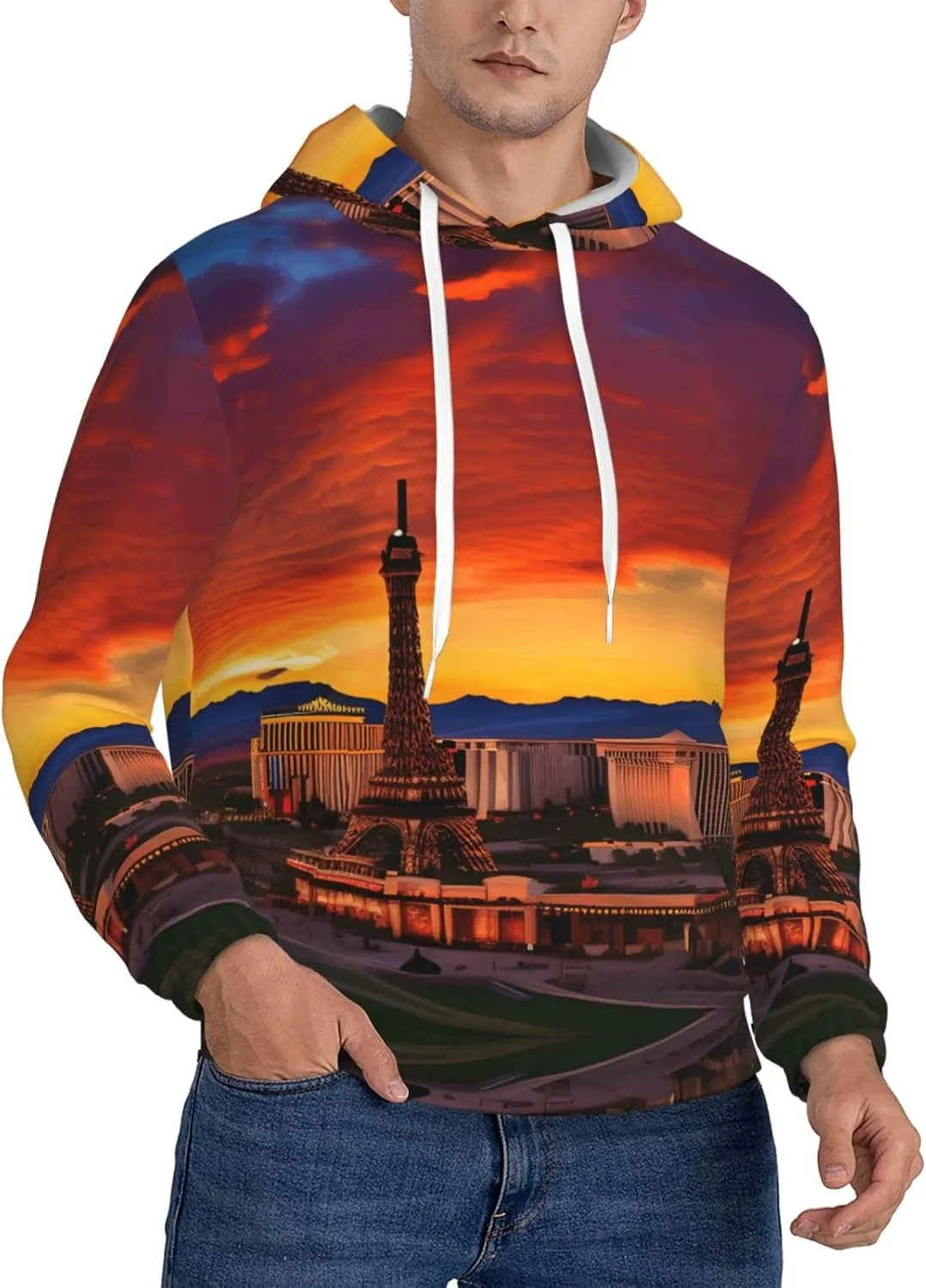 

Толстовка с капюшоном BaerK для мужчин, принт Las Vegas Sunset