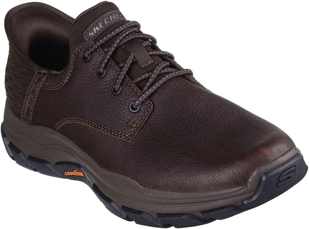 Мужские домашние лоферы Skechers USA Respected - Garrett из кожи с закругленным носком и эластичной шнуровкой, красный/коричневый