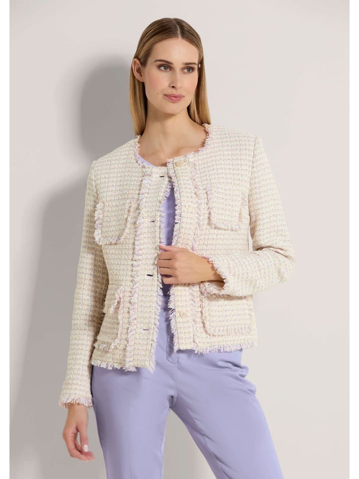 

MADELEINE Короткий блейзер из букле жемчужно-белого/светло-аметистового цвета
