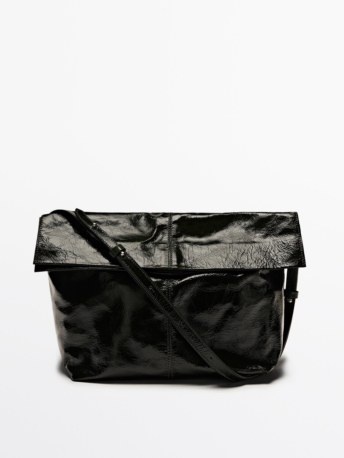 

Сумка макси из потрескавшейся кожи наппа Massimo Dutti, зеленый