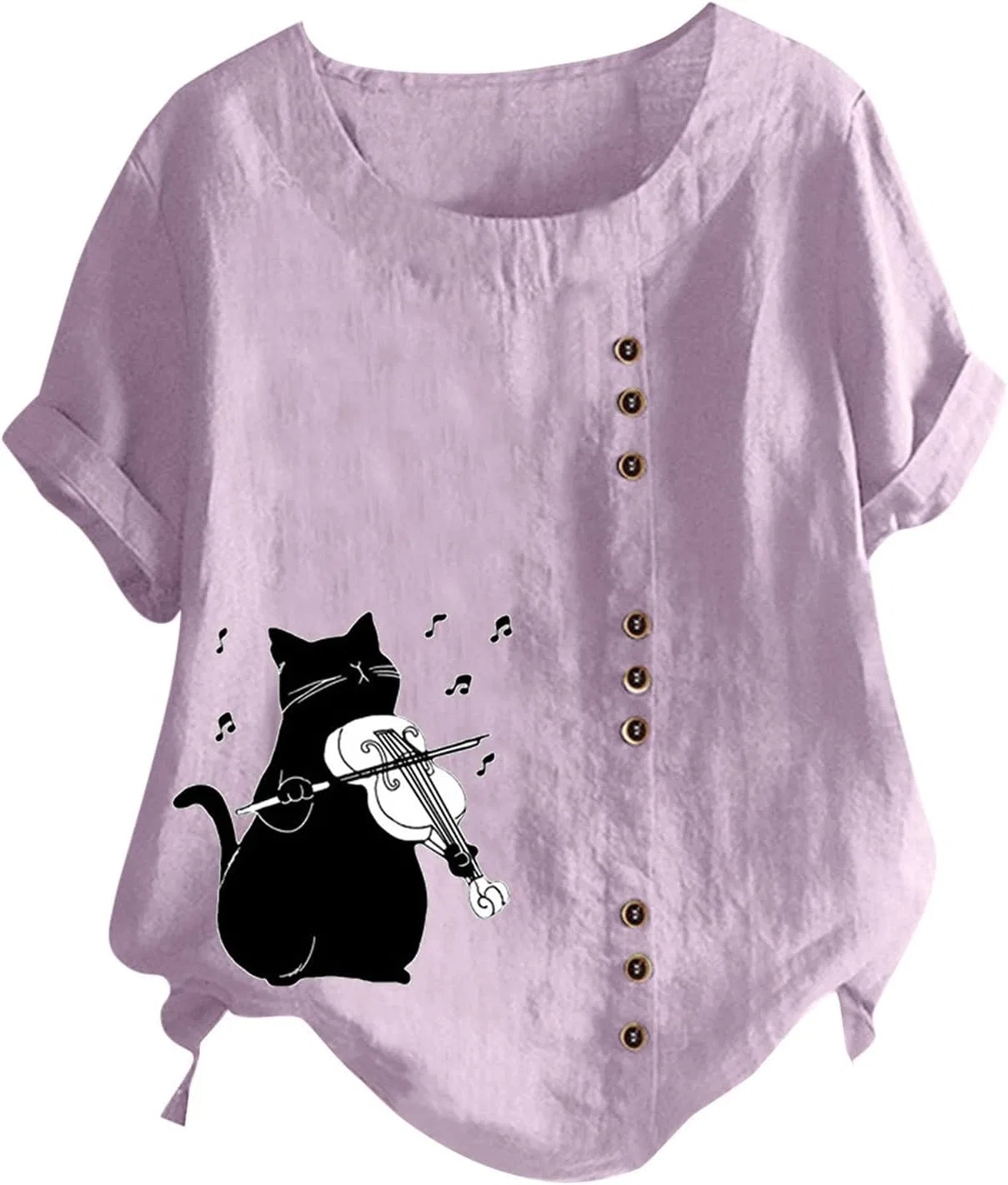 Футболка женская, свободная, из хлопка и льна, Light Purple