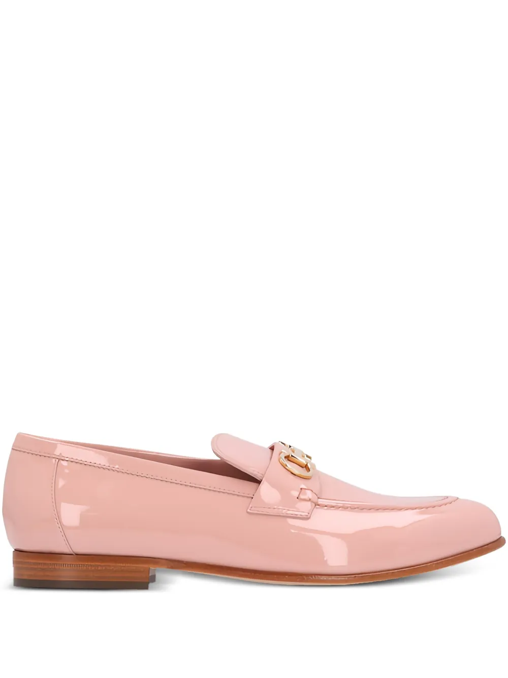 Лакированные лоферы с декором Gancini Ferragamo, розовый