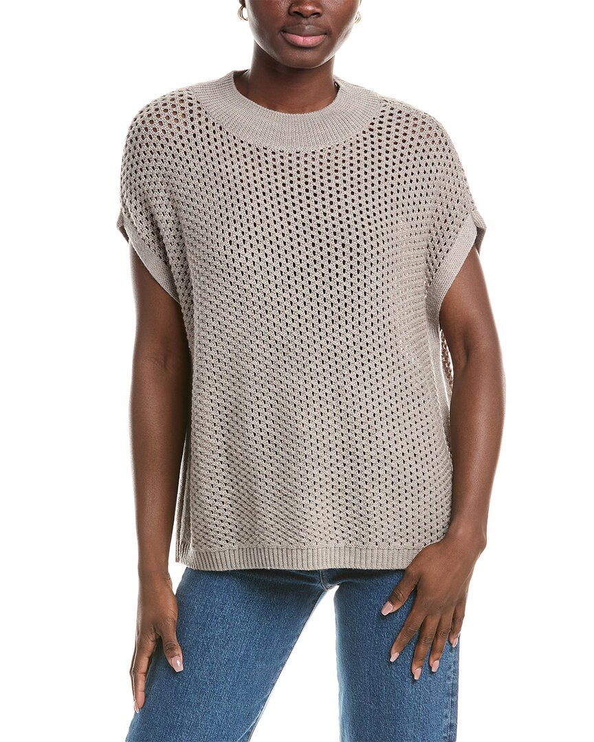 

Трикотажный свитер с высоким воротником из шерсти EILEEN FISHER, серый