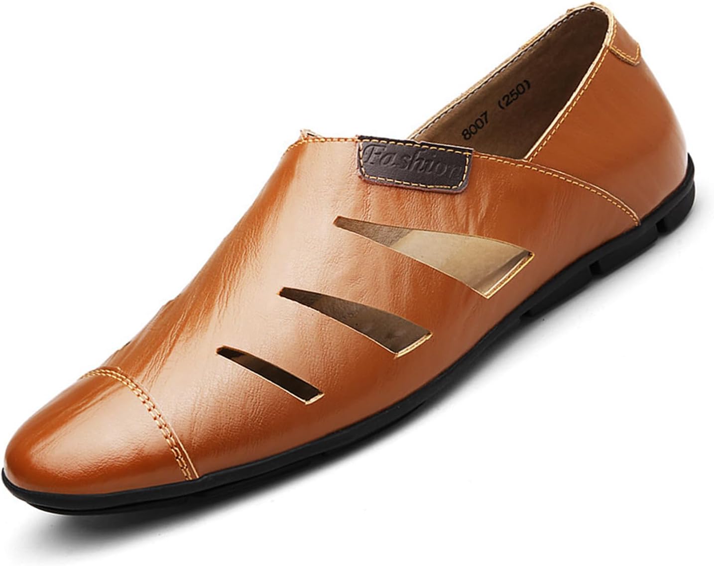 

Мужские кожаные сандалии Nileeke с закрытым носком, с вырезами, лоферы, слипоны, плоские, дышащие, пляжные сандалии-рыбаки, противоскользящие, нарядные сандалии, коричневый