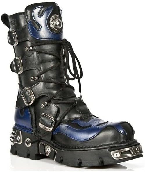 

Мужские кожаные ботинки New Rock с серебристым металлическим черепом в готическом панк-стиле