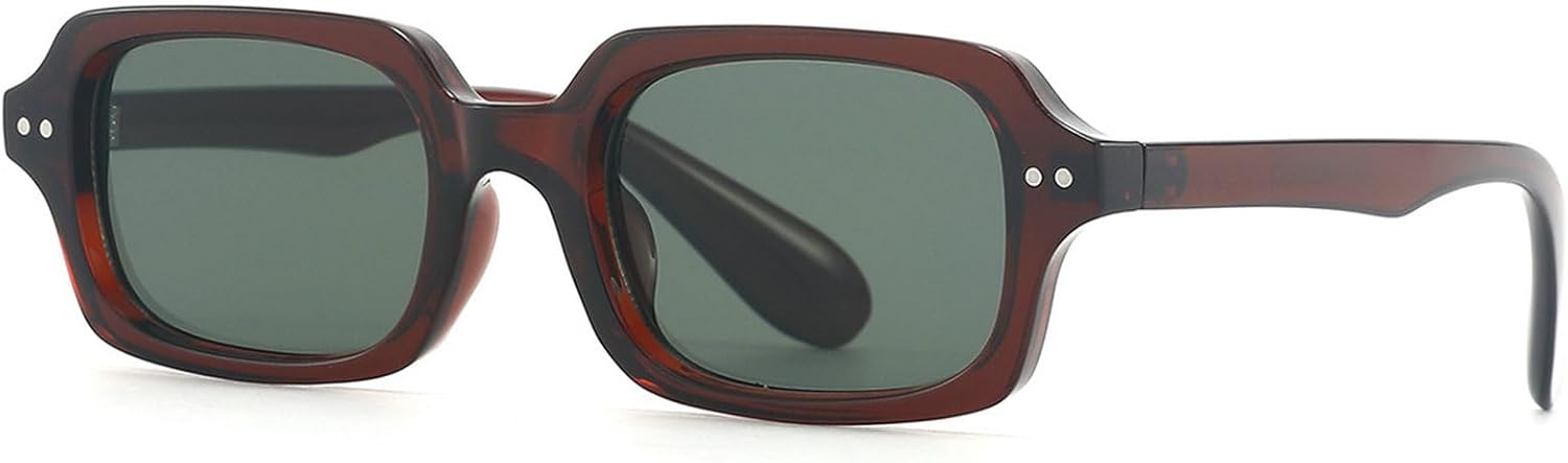 

Мужские солнцезащитные очки маленького прямоугольного размера в стиле ретро с заклепками, сине-зеленые, с защитой от УФ-излучения UV400; женские солнцезащитные очки с градиентным переходом цвета mincl, Brown Green