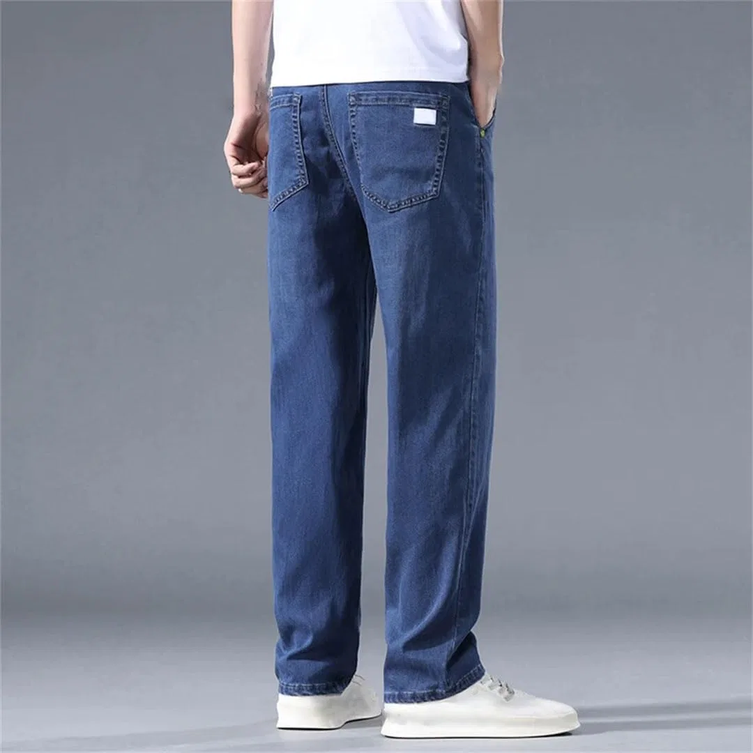 Джинсы прямые свободные Men's Lyocell Business, Light Blue — фото 3