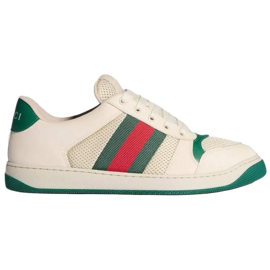 Кеды скейтбордические низкие GUCCI White & Dark Green — фото 3