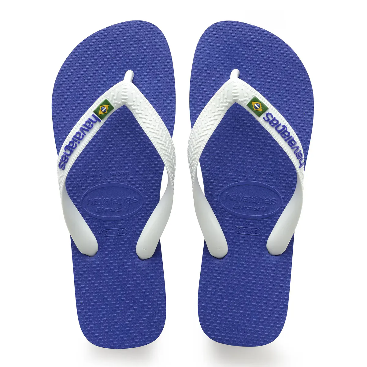 Унисекс Бразилия Логотип Havaianas Шлепанцы, синий/белый