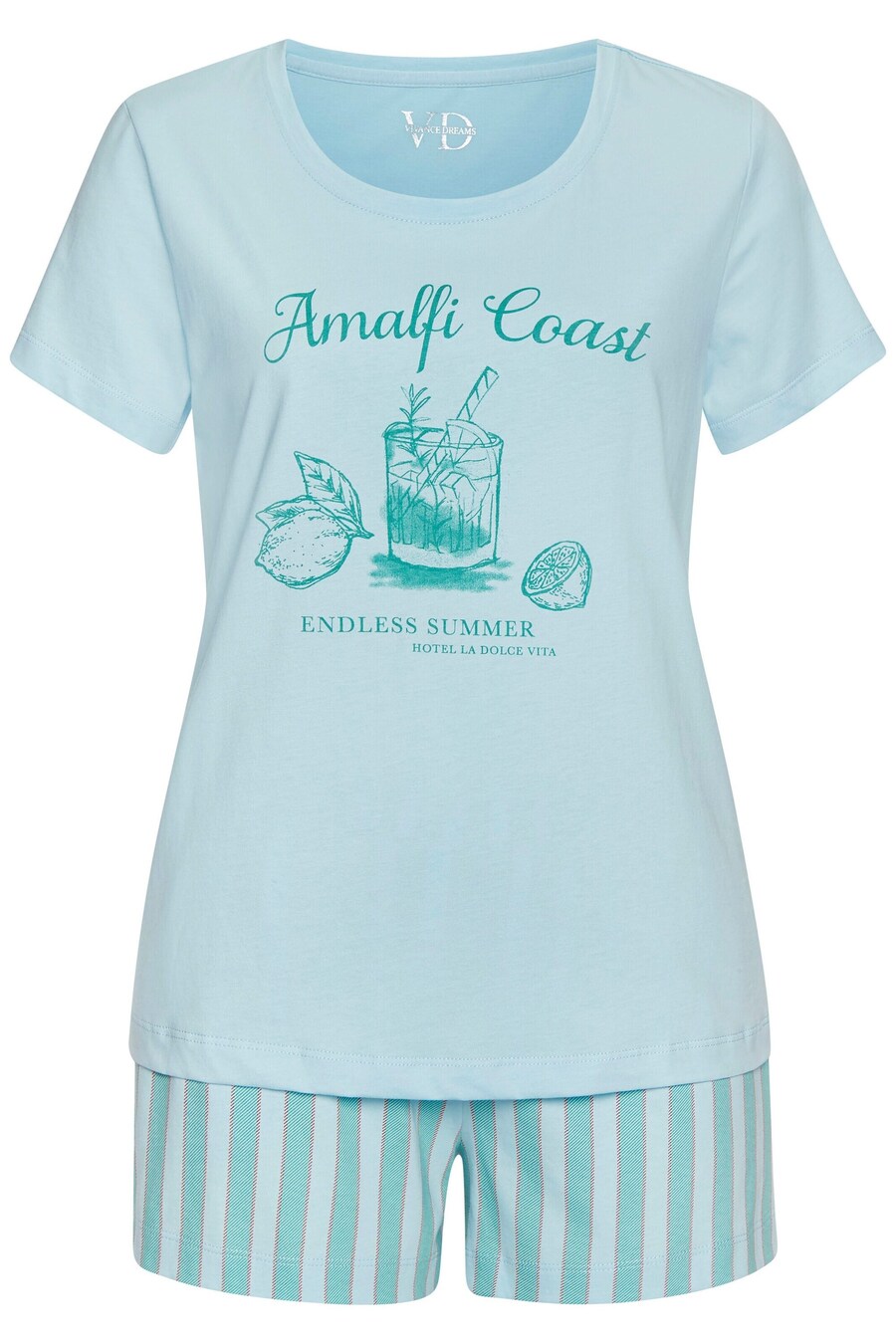 

Короткий пижамный комплект VIVANCE, Cyan blue/Pastel blue