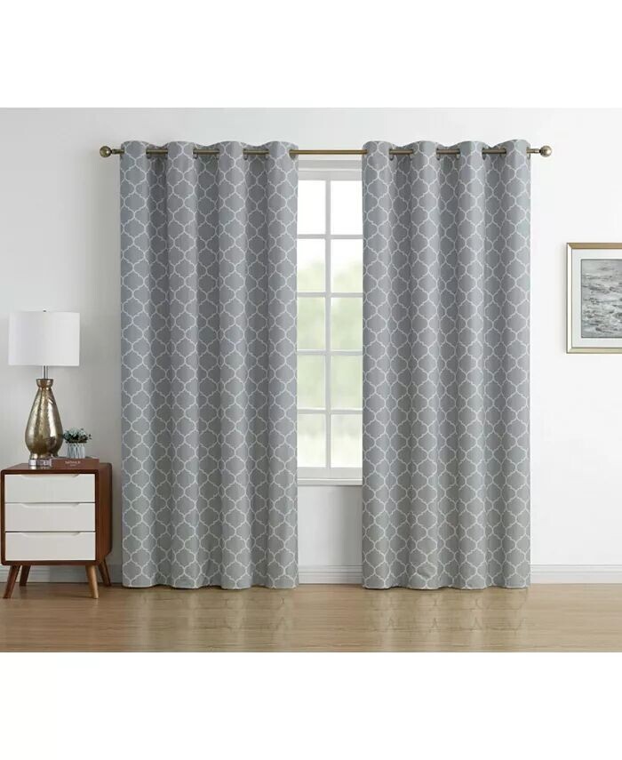 

Тепловые шторы Chic Living 100% Max Blackout Trellis Clover — ширина 52 дюйма x длина 96 дюймов, бежевый Kate Aurora, серый