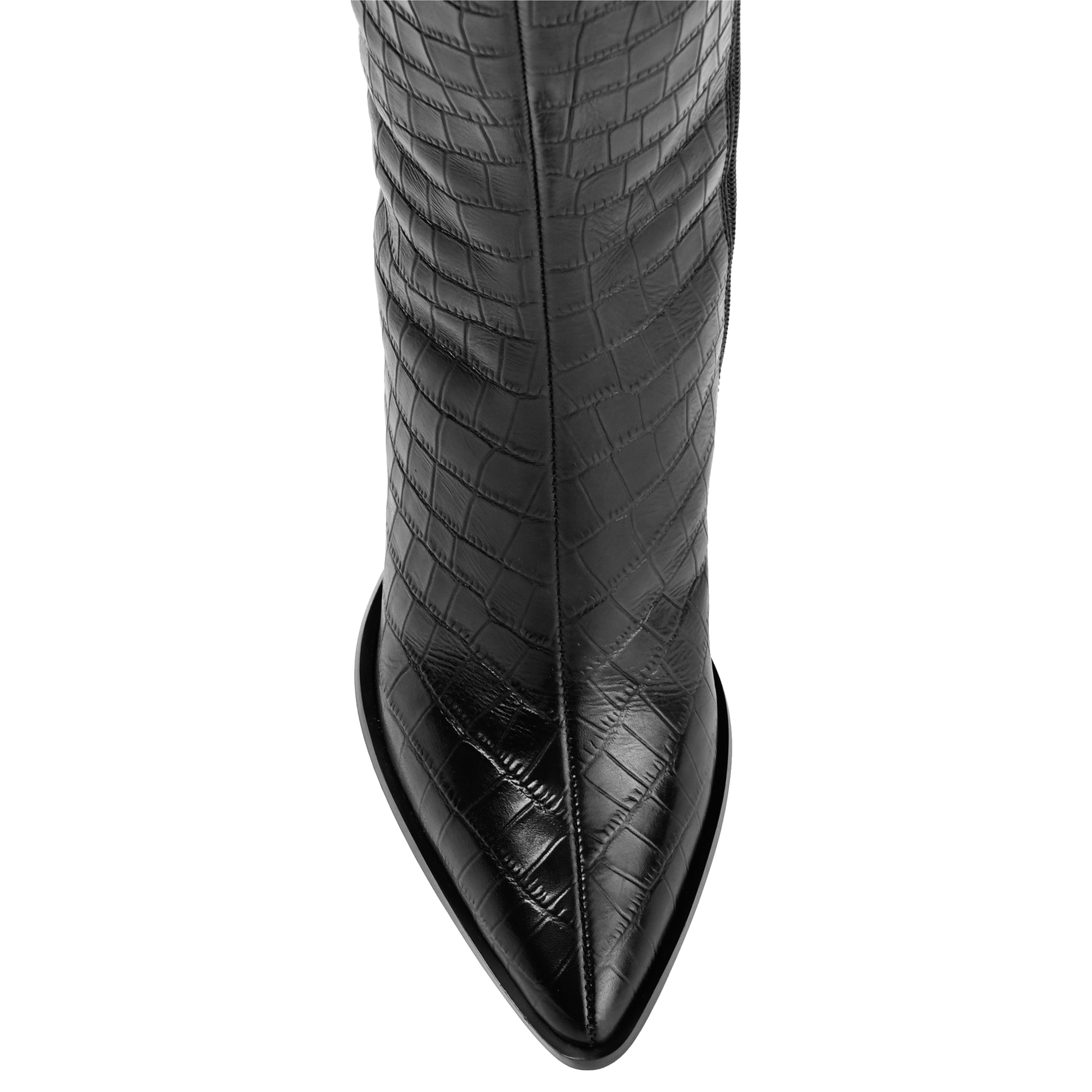 Женские ботинки Journee Signature Wide Calf из натуральной кожи Tru Comfort Foam Laila, цвет croco — фото 4