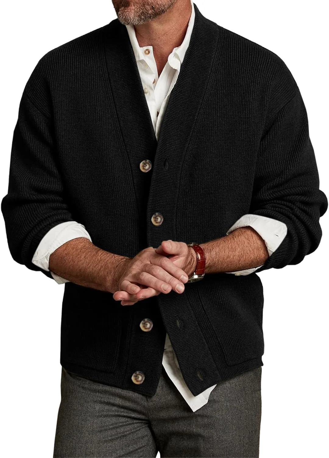 

Кардиган мужской V-образный вырез с карманами Karlywindow