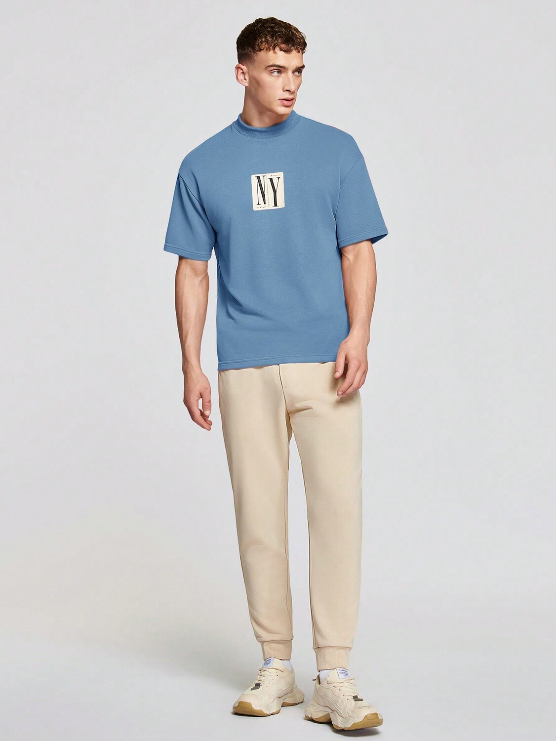 

Футболка мужская и спортивные штаны Manfinity Homme с буквенным рисунком, синий