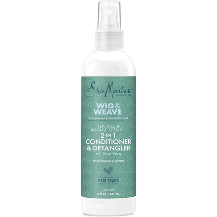 

Кондиционер Shea Moisture 2в1 и несмываемый кондиционер для расчесывания париков Масло чайного дерева и семян бурачника Кондиционер без парабенов 8 унций