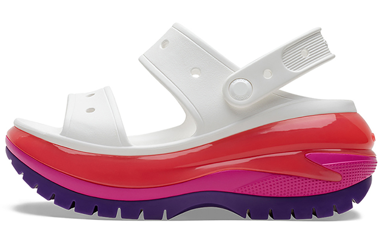 Шлепанцы и сланцы Crocs Classic Mega Crush Sandal 'White Red Purple' Women's