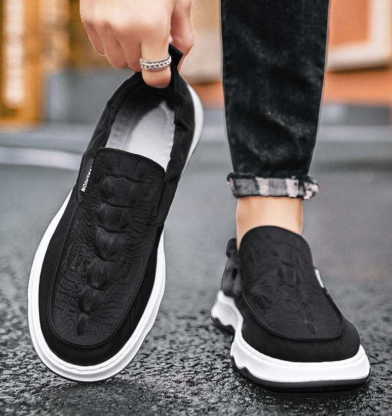 Мужские лоферы Relaxed-Fit Slip-On, брезентовые лоферы с поддержкой свода стопы, тапочки для прогулок на улице Soft Time Toy, черный — фото 4