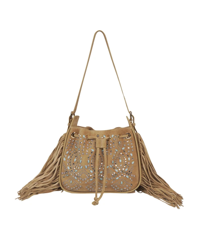

Сумка с бахромой и заклепками Alma En Pena, коричневый