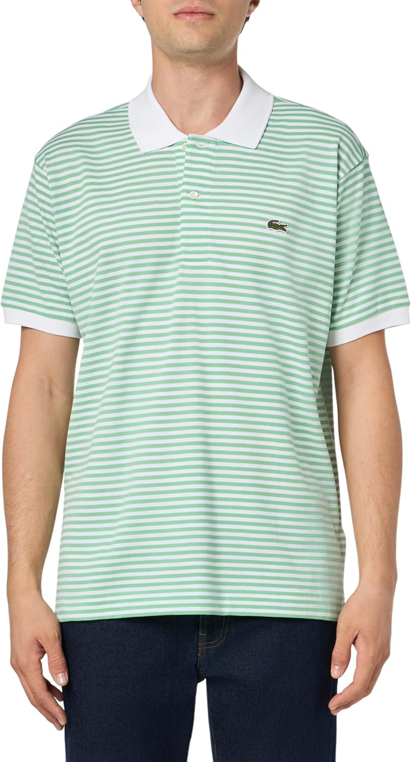 

Lacoste мужская оригинальная L.12.12 поло в полоску, White & Liamone, Белый, Lacoste мужская оригинальная L.12.12 поло в полоску, White & Liamone